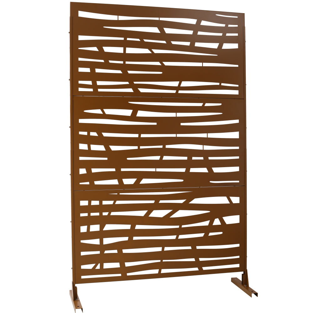 Outdoor & Indoor Privacy Screen Metal Privacy Screen 76" H×48" W, Freestanding Decorative Privacy Screen for Deck Balcony Patio, Privacy Fence Panels for Outside Lawn Garden PS109 BROWN