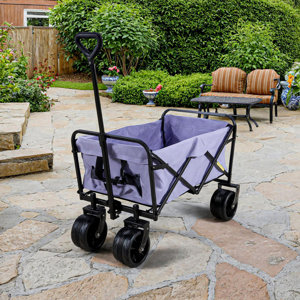 100L Collapsible Folding Beach Wagon Cart with 220Lbs Large Capacity, Wagons Carts Heavy Duty Foldable with Big Wheels for Sand, Garden, Camping