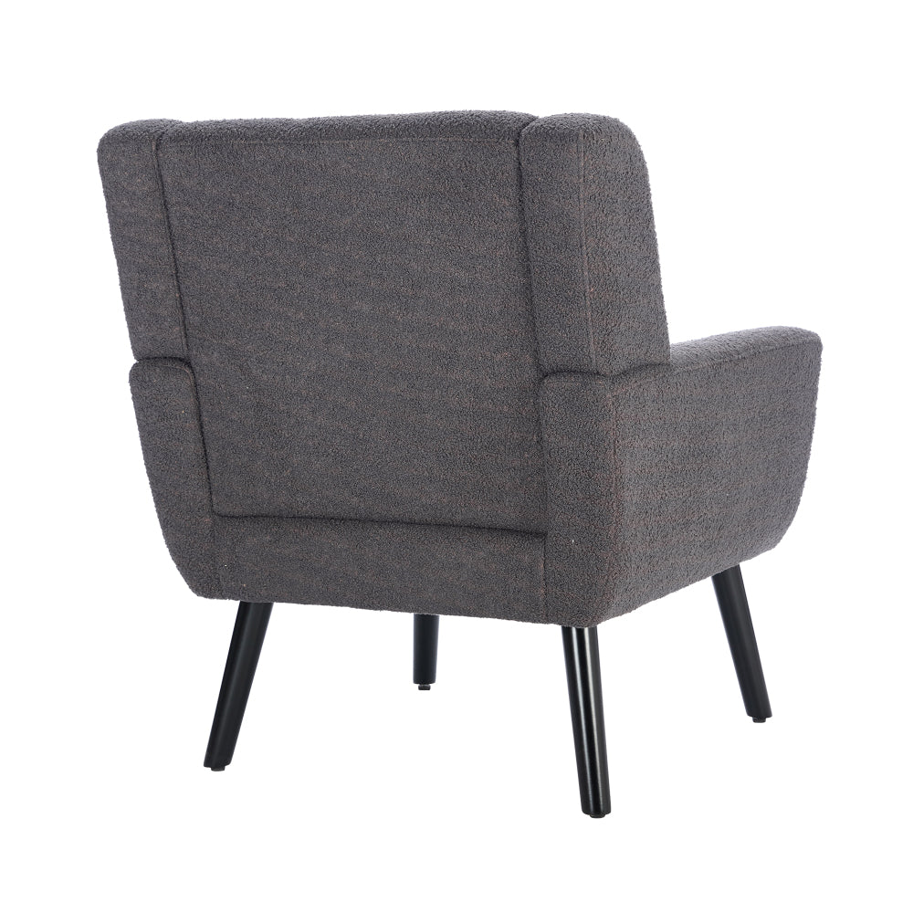Modern Soft Teddy  Material Ergonomics Accent Chair Living Room Chair Bedroom Chair Home Chair With Black Legs For Indoor Home-Grey Teddy Fabric