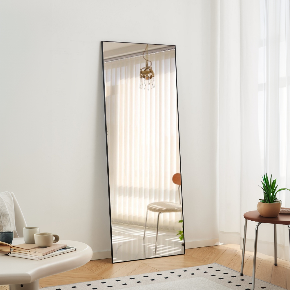 70" x 31" Full Length mirror black  Aluminum Alloy Frame, leaning or Wall Mounted, High Definition, Shatter-Proof, Ideal for Bedroom, Living Room, Corridor - Modern Home Decor