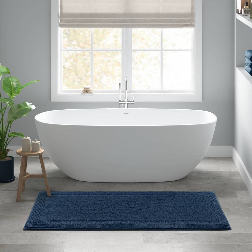 100% Cotton Tufted 3000 GSM Reversible Bath Rug Charcoal 21x34"