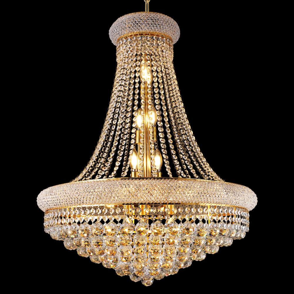 28-Inch Crystal Chandelier Lighting for Dining Room Modern Interior Luxury K9 Bedroom Crystal Chandelier Ceiling Light French Empire Crystal Chandelier Chrome 15 Lights