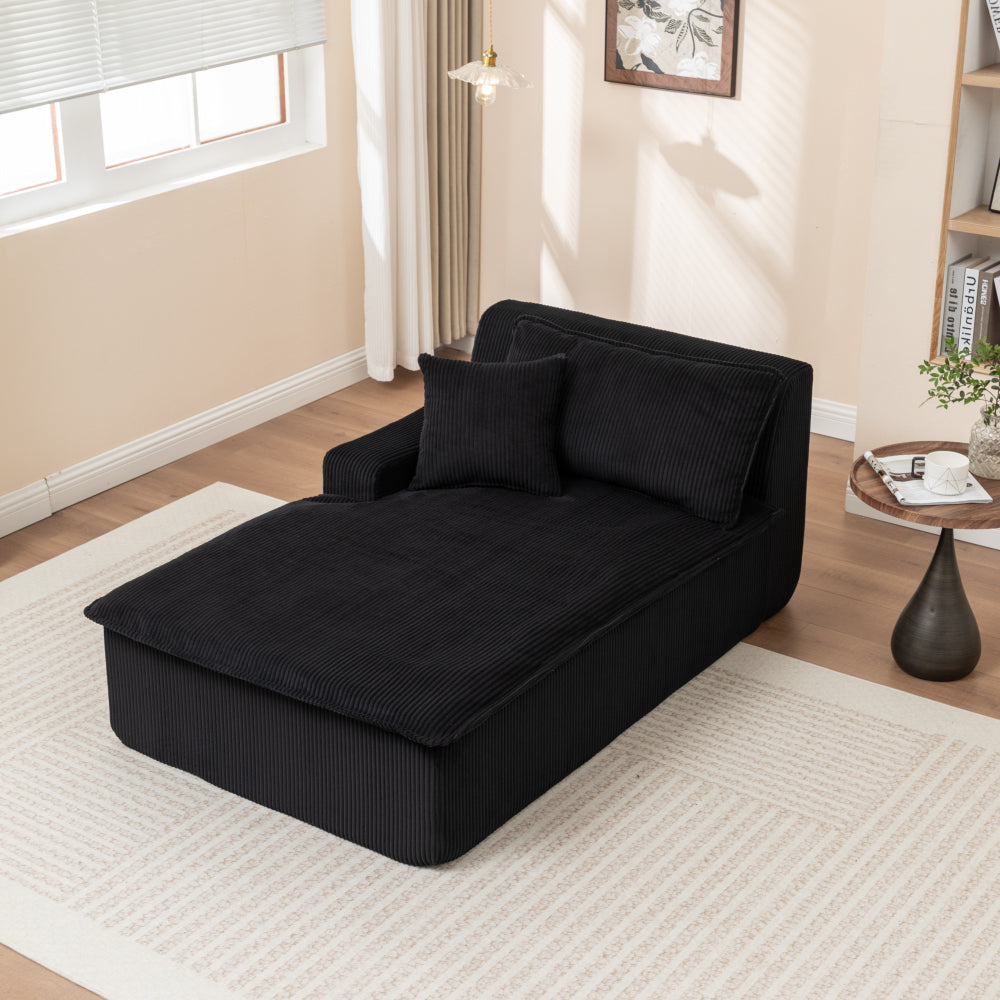 Right Armrest Chaise Lounge Chair Upholstered Sofa Bed No Assembly Required,Oversized Sleeper Chair in Box for Living Room, Movie Room, Bedroom (Single)