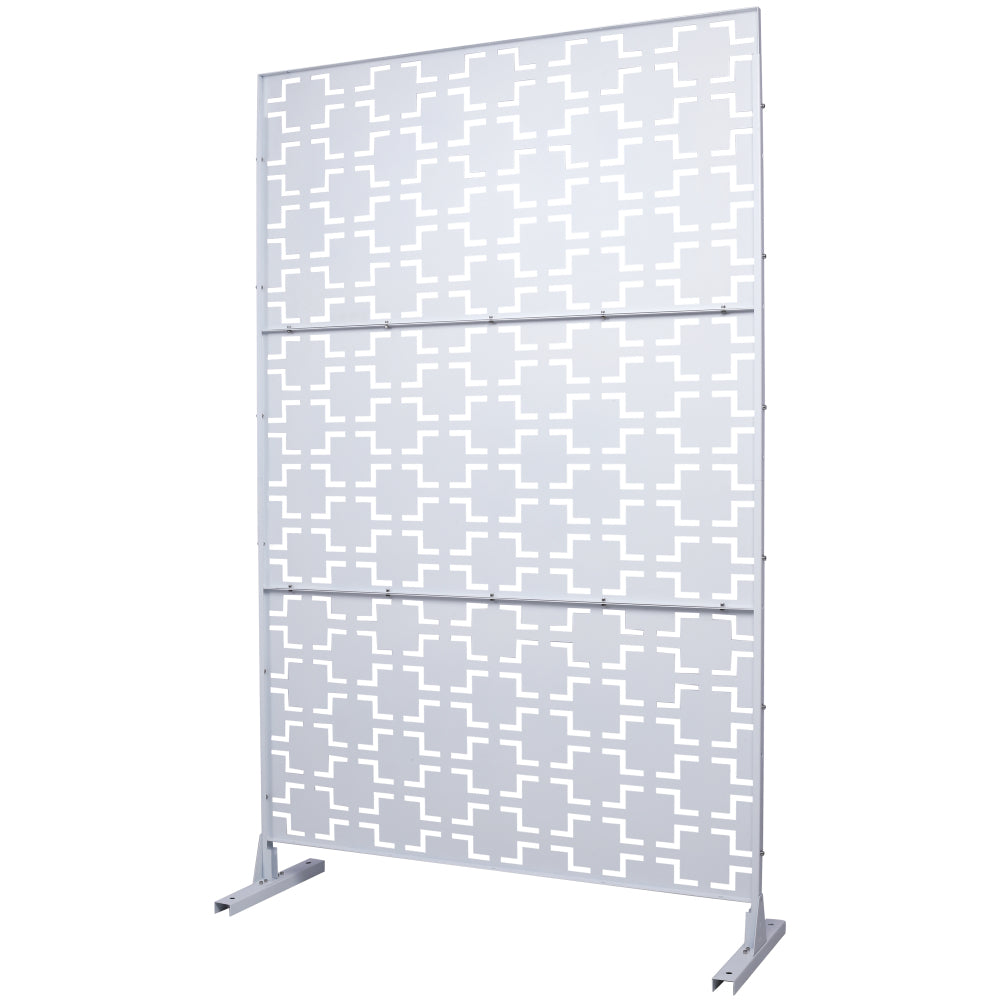 Outdoor & Indoor Privacy Screen Metal Privacy Screen 76" H×48" W, Freestanding Decorative Privacy Screen for Deck Balcony Patio, Privacy Fence Panels for Outside Lawn Garden PS105 WHITE