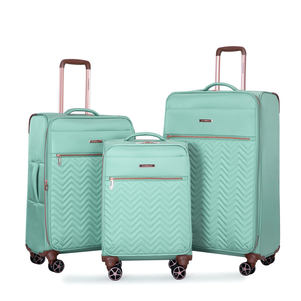 4-Piece Set (16/20/24/28) ,Softshell Suitcase Spinner Wheels Terylene Luggage Sets Carry On Suitcase  Luggage  Lightweight Durable Suitcase  Green