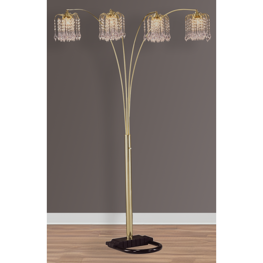 1pc Modern Design Classic Luxury Sleek Multi-head Floor Arc Lamp Half Moon Radiant Crystal-encrusted Sleek Metallic Stems Living Room Gold Arc Lamp