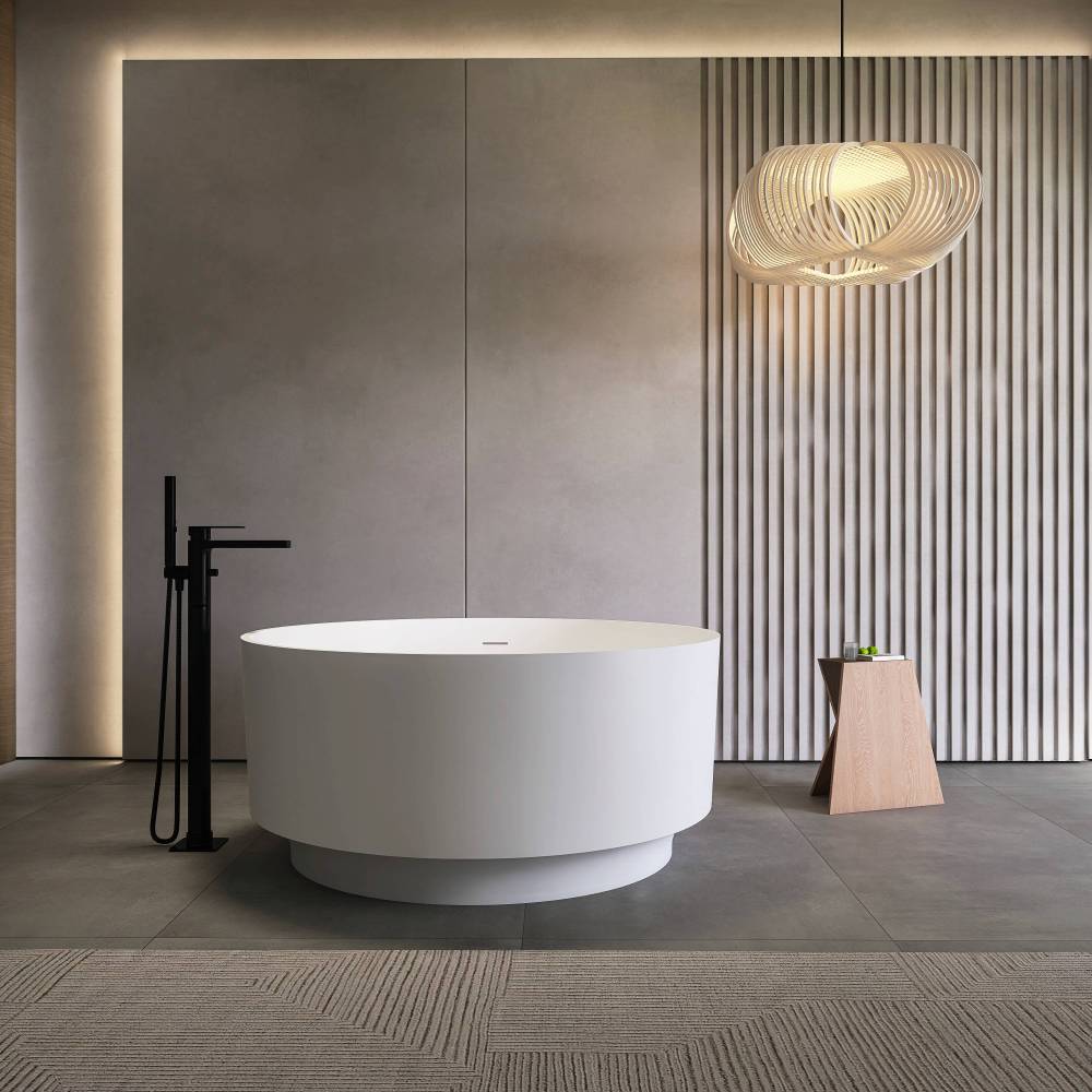 49 inch round shape freestanding solid surface soaking bathtub for bathroom