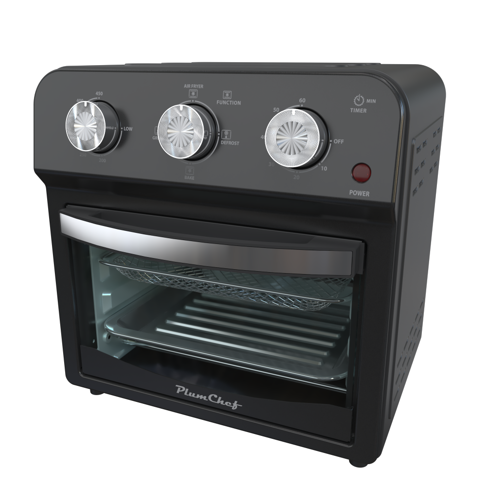 12.5 Quart Air Fryer Convection Toaster Oven, 1500W, 4 Cooking Modes, 7-in-1 Multifunction with Roast, Bake, Grill, Broil, Toast, Dehydrate, Defrost, Stainless Steel, Black