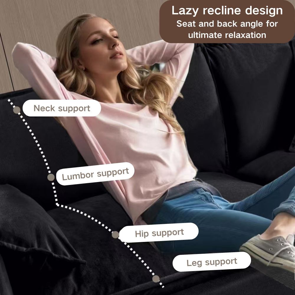 Oversized 41.73" Sofa Chair, Modern Upholstered Armchair with 1 Toss Pillow, Modular Sectional Sofa for Living Room, Deep Seat Reading Sofa for Bedroom Apartment, DIY Combination Chenille,Black
