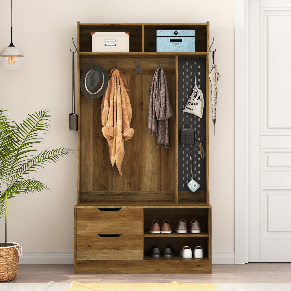 Hall Tree with 6 Hooks,Coat Hanger, Entryway Bench, Storage Bench,for Entrance, Hallwa,black