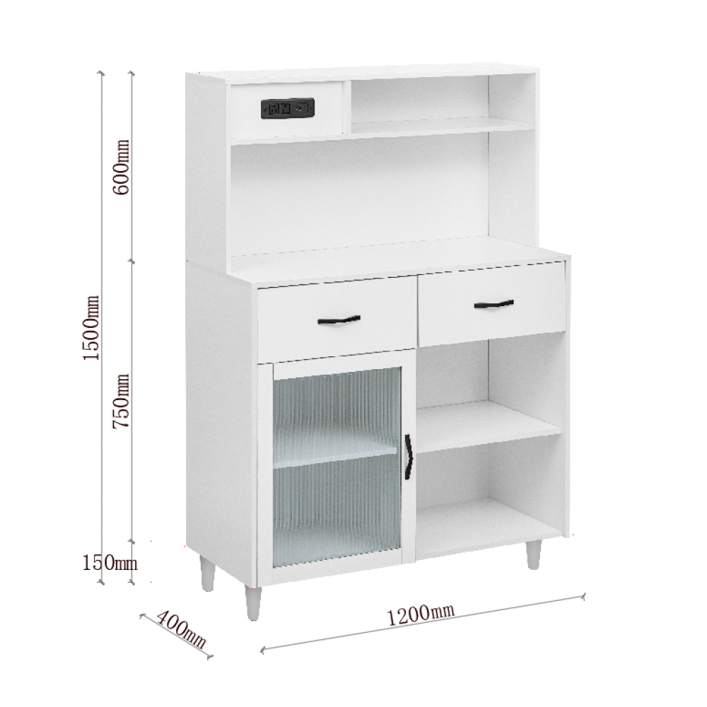 Fancy Design Versatile Sideboard, Can Be Used in Dining Room, Kitchen. White Solid Wood Frame