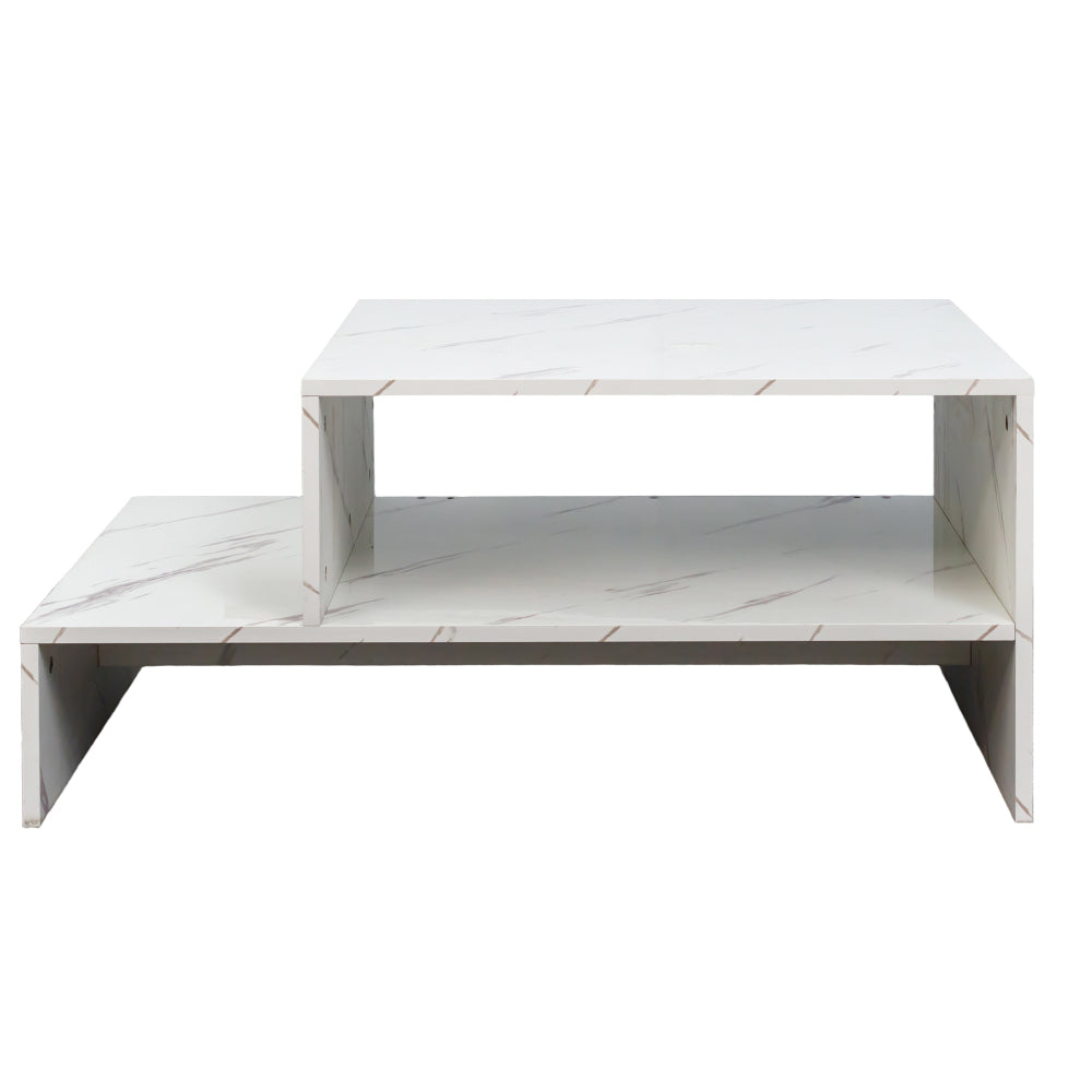Coffee table with unique architectural shape,white