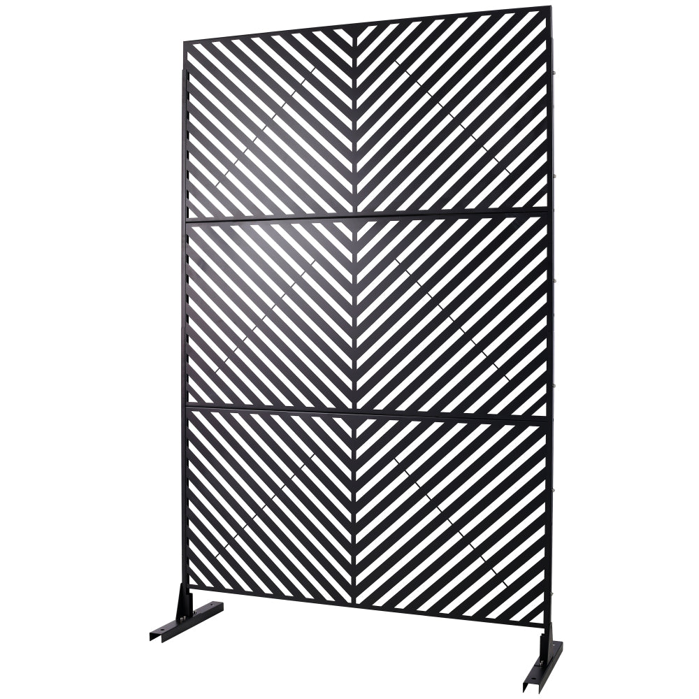 Outdoor & Indoor Privacy Screen Metal Privacy Screen 76" H×48" W, Freestanding Decorative Privacy Screen for Deck Balcony Patio, Privacy Fence Panels for Outside Lawn Garden PS113 BLACK
