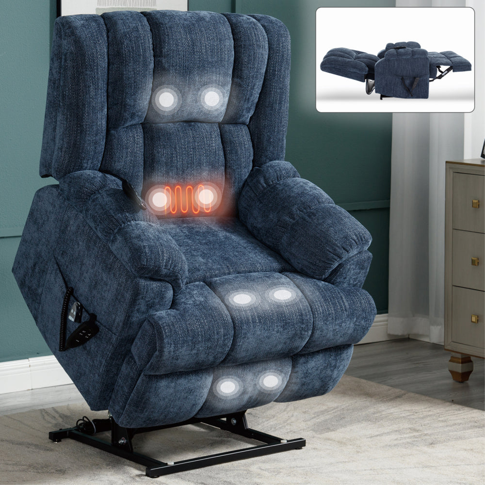 Dual Motor Heat Massage Infinite Position Up to 350 LBS Electric Power Lift Recliners with Power-Remote, Medium-firm and Heavy Duty, Red