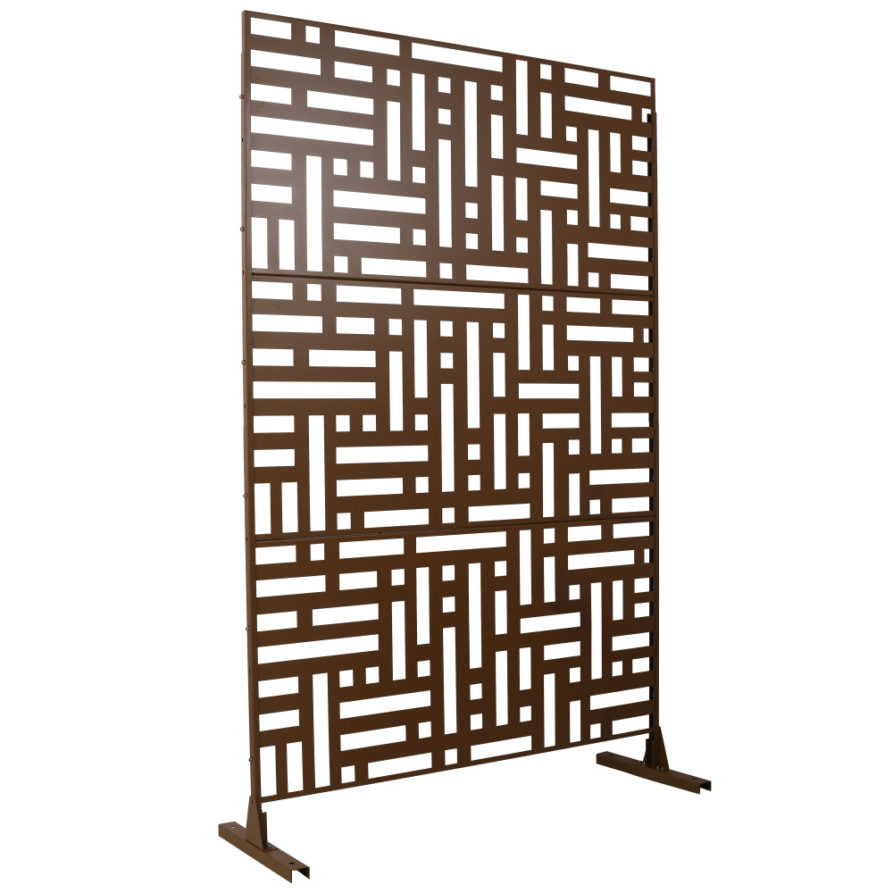 Outdoor & Indoor Privacy Screen Metal Privacy Screen 76" H×48" W, Freestanding Decorative Privacy Screen for Deck Balcony Patio, Privacy Fence Panels for Outside Lawn Garden PS103 BROWN