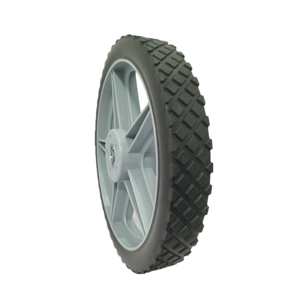 12" Spoked Plastic Wheel and Tire,  Universal Replacement Wheel for Lawn Mowers and DIY Trolley Wagon Cart 10 Pack