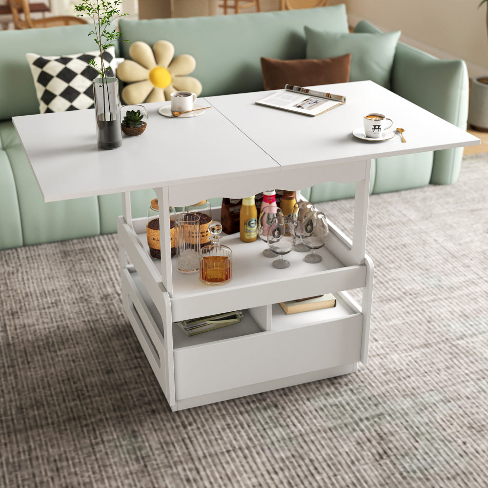 Coffee table with unique architectural shape,white
