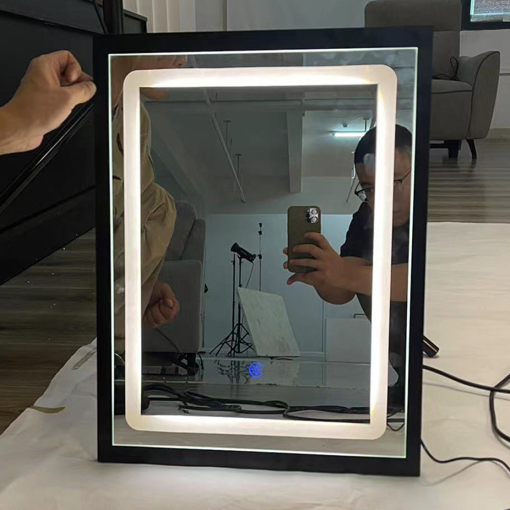 16" x 21" Small Size Touch Control Sliding LED Mirror, Tri-color Switching, Brightness Adjustable