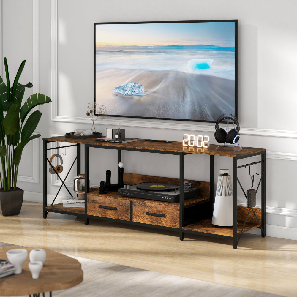 There are installation videos + scene videos .TV Stand with LED Lights Power Outlets  -  TV Stand with Fabric Drawers for 65 70 75 Inches TV -Can also be used in multiple scenes, living room, bedroom,