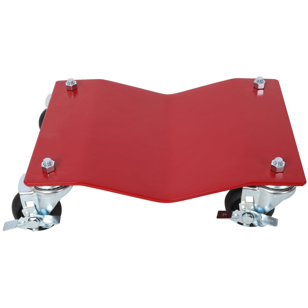 4PACK 2500lbs Capacity Professional Steel Vehicle Dollies,Heavy Duty Wheel Dolly,Car Dolly,Steel Tire Skates with Brakes,RED