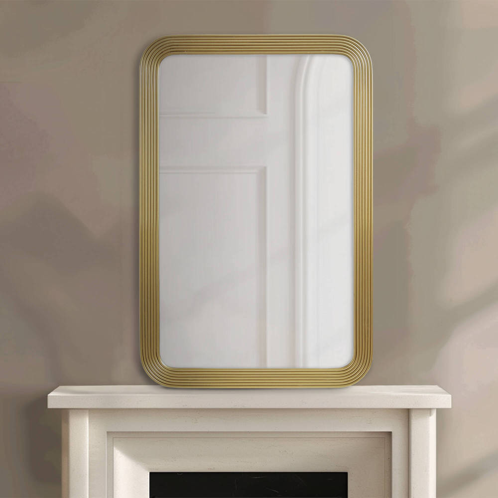 Rounded Rectangle Fluted Wall Mirror Gold See below