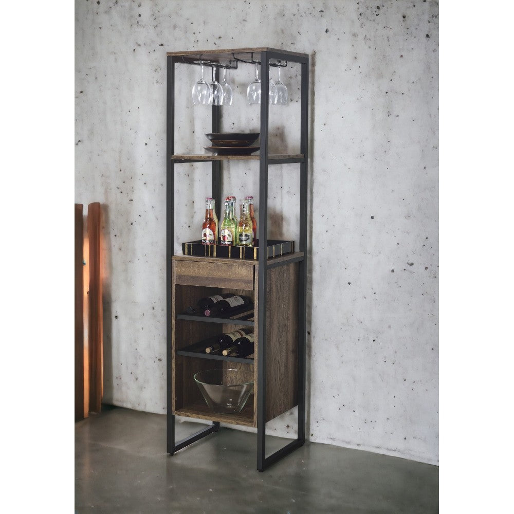 Narik Weathered Oak Finish Wine Rack