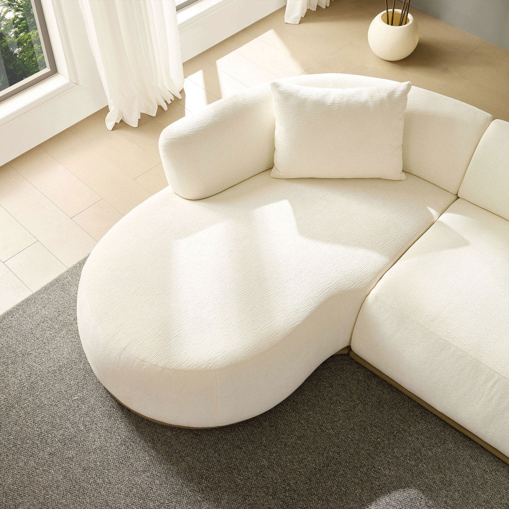 134.63" Oversize Sectional Couch with L-Shape Chaise, Modern Upholstered Sofa with Deep Seat for Living Room, No Assembly Required, Beige