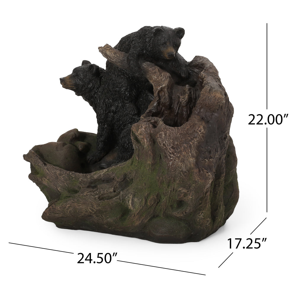 22.0" High DATONA FOUNTAIN Outdoor Weather Resistant Floor Fountain with Light, Light Brown + Black