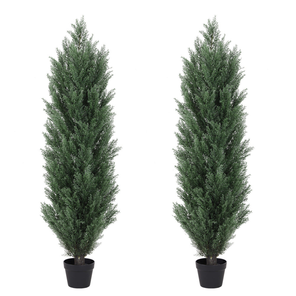 120cm Artificial Green Pine Cypress Tree Realistic Plastic Faux Plant for Indoor and Outdoor Decoration 2pcs/set