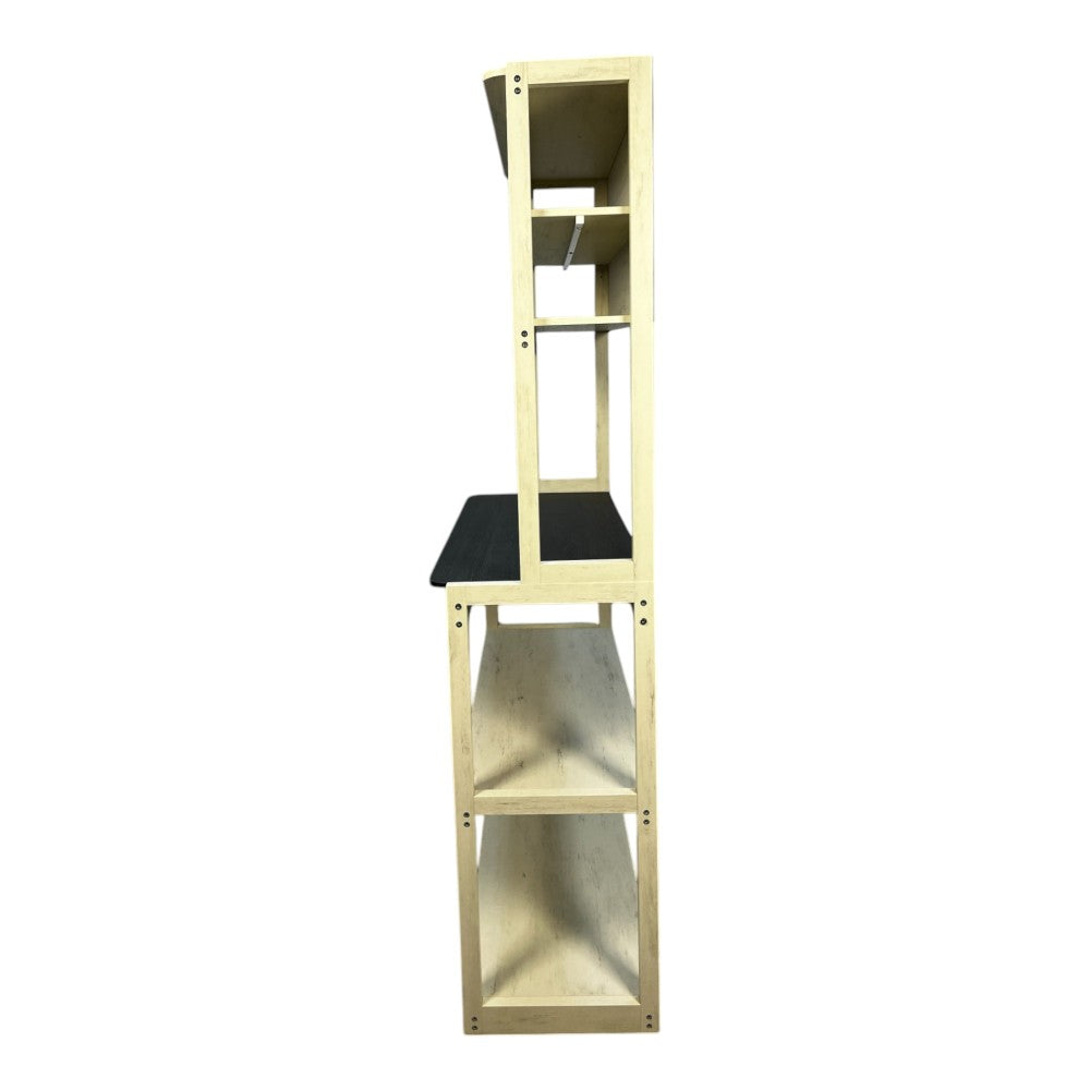39.37" White and Black color 5-Tier Bakers Rack for Kitchen with Storage, Coffee Bar, Kitchen Shelves,  Microwave Stand
