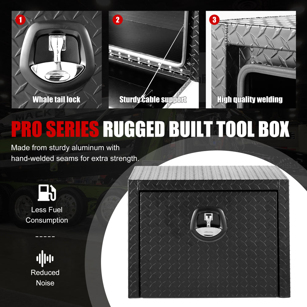24 inch aluminum underbody truck tool box heavy duty underbed toolbox tool storage organizer chest  waterproof  diamond thread plate  ideal for pickup truck ATV RV trailer