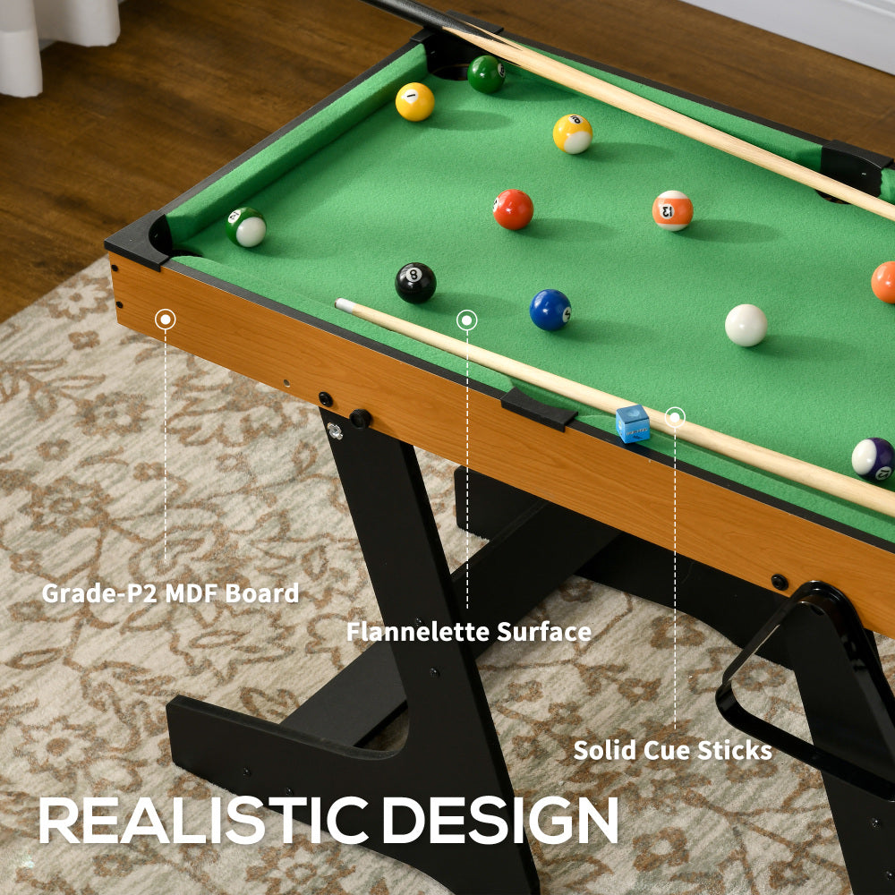 Soozier 38" Foldable Billiards Tabletop Game, Pool Table Set, Fun for the Whole Family with Easy Folding for Storage, Balls, Cues, Chalk, Brush for Game Room, Man Cave