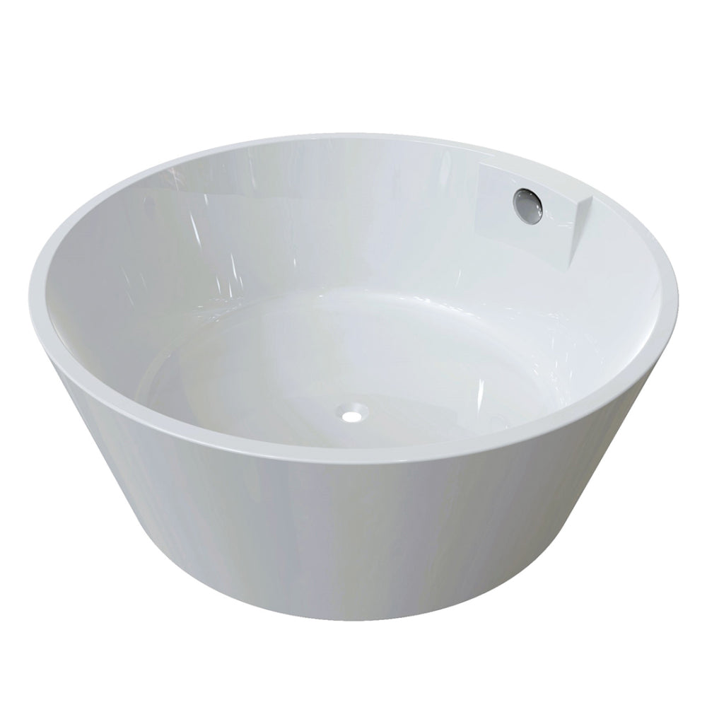 DAX Round Freestanding Acrylic Bathtub - Glossy White - 57" diameter
