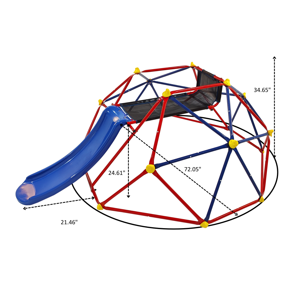 XCF007 6ft Dome climber with 1.2m slide for age 3+ climber with Climbing Stones