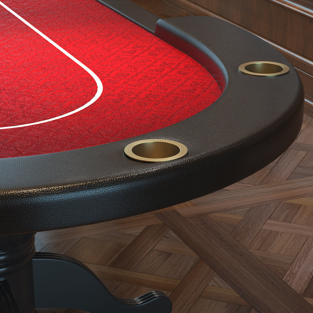 96" Oval Aura Poker Table for 10 Players Texas Holdem Poker Card with Bet Line Felt Surface Jumbo Cup Holders Red