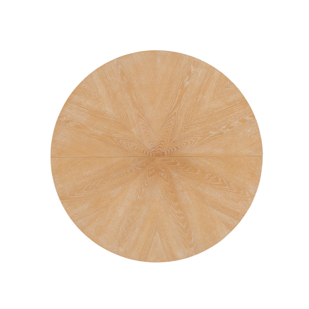 Mid-Century Modern 39.4" Round Dining Table with Intersecting Wooden Legs, Rubberwood & Plywood Construction, Oak Veneer Finish