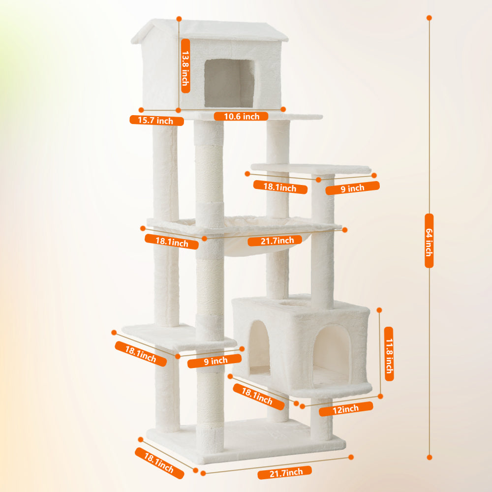 63 Inches Multi-Level Large Cat Tree beige