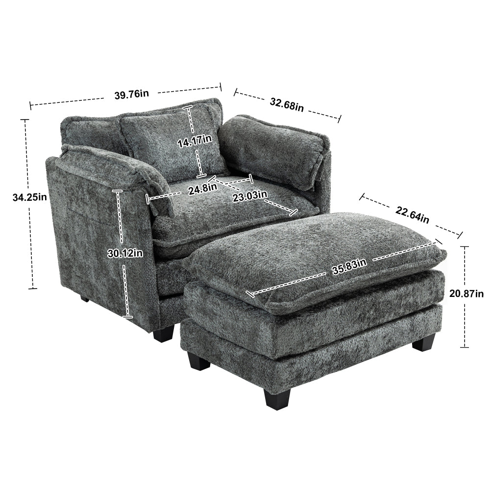 55.32*39.76" Oversized Sofa Indoor,Portable ottoman,Boucle Single Sofa Bed with Wider seat,Double deep cushion,Strong wrapping of thick armrests for Living Room,Bedroom.3 Colors.