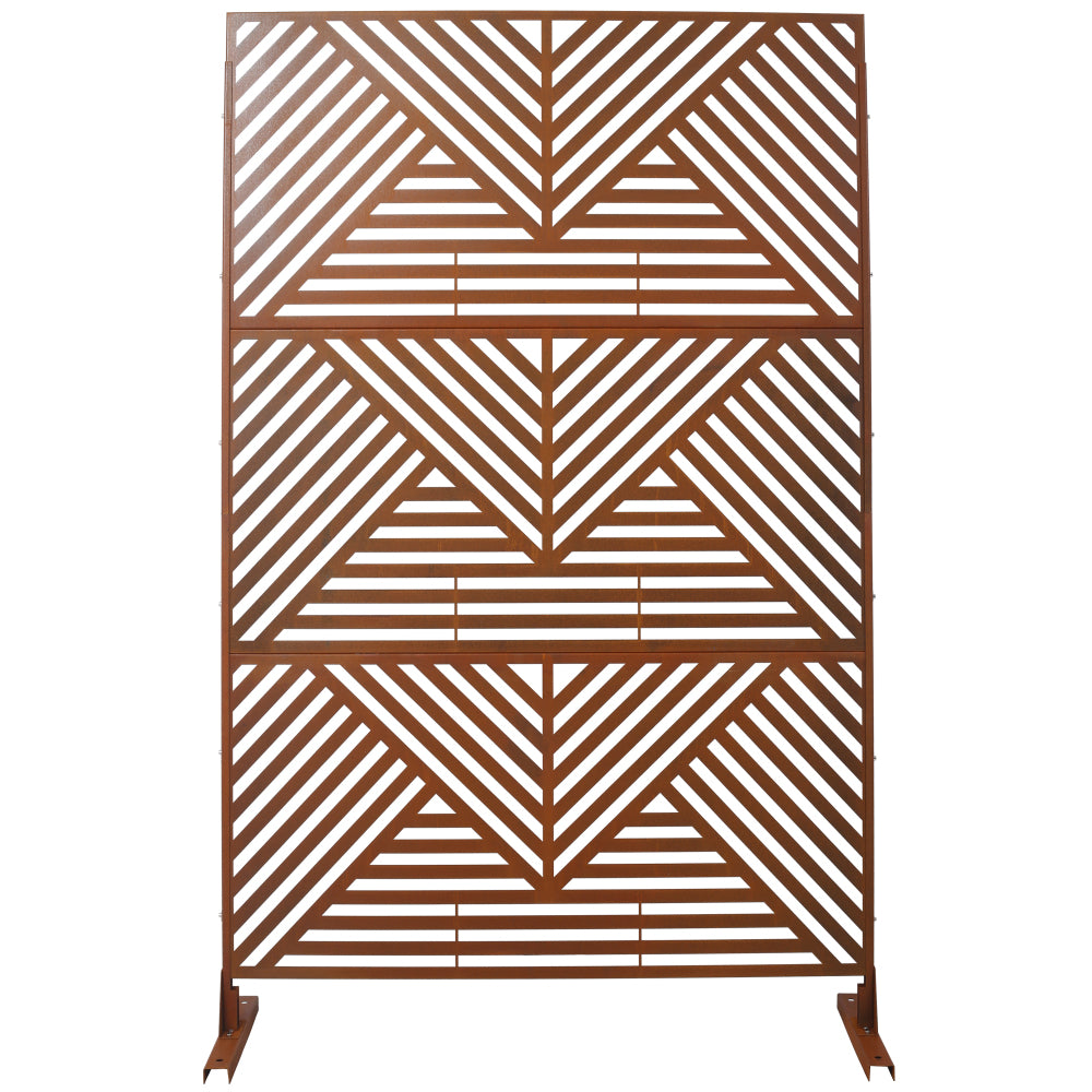 Outdoor & Indoor Privacy Screen Metal Privacy Screen 76" H×48" W, Freestanding Decorative Privacy Screen for Deck Balcony Patio, Privacy Fence Panels for Outside Lawn Garden PS101 RUSTY