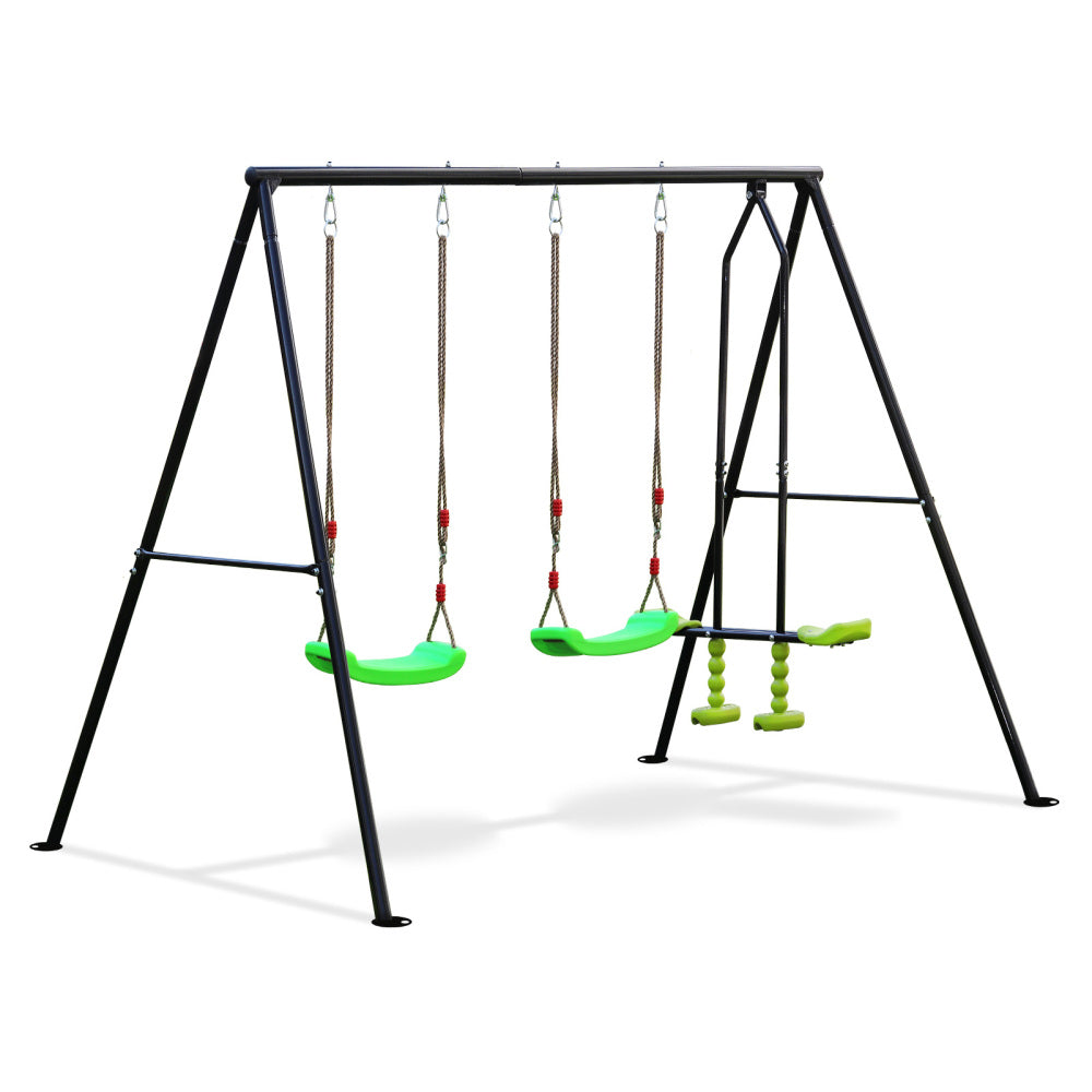Swing Sets for Backyard 440LBS 3 Seat, Swingset Outdoor for Kids, Swing Set with Glider, 2 Blet Swings
