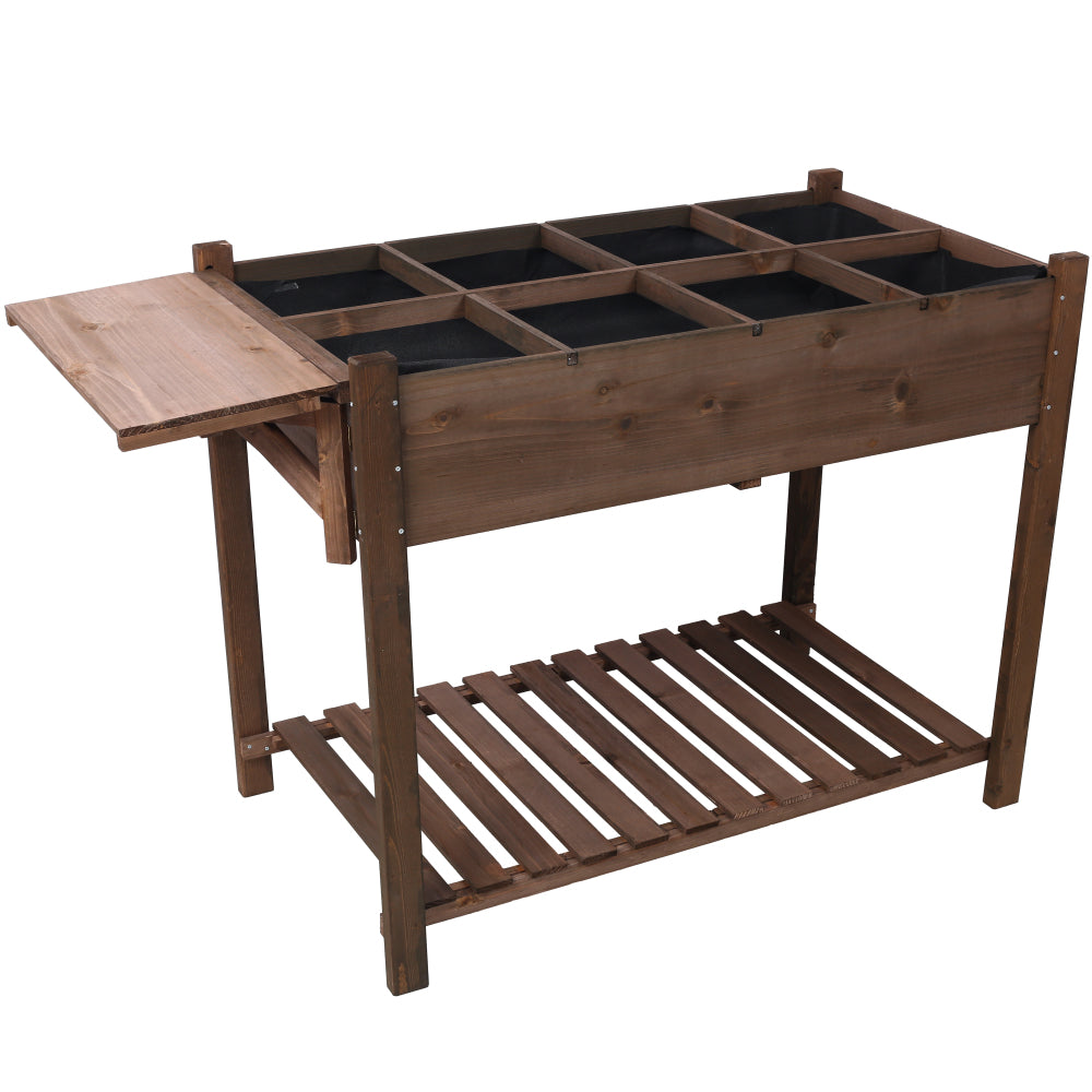 3-Tiers Raised Garden Bed with Trellis, 53" H Vertical Planter Box with Wheels & Back Storage Area, for Flowers, Vegetables, Herbs, Natural