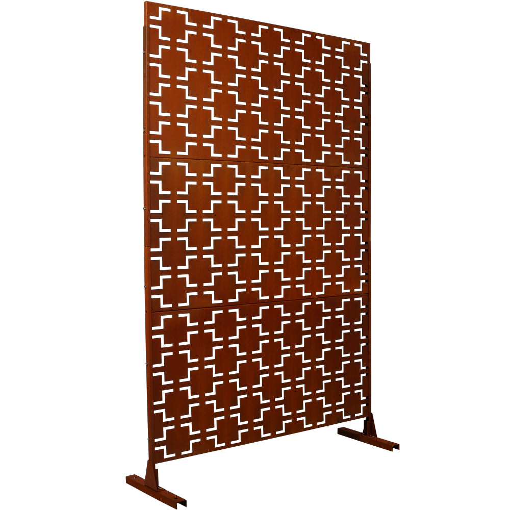 Outdoor & Indoor Privacy Screen Metal Privacy Screen 76" H×48" W, Freestanding Decorative Privacy Screen for Deck Balcony Patio, Privacy Fence Panels for Outside Lawn Garden PS105 RUSTY