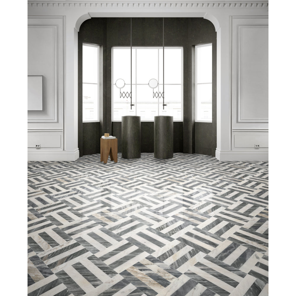 12*12 Waterjet marble,White Grey 2 color, natural marble, for floor and wall,polished marble tile, natural stone, genuine marble, real marble, 1 box each pattern 4 pcs