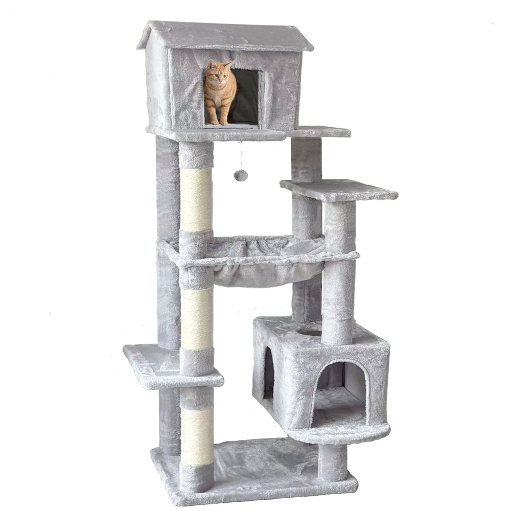 63 Inches Multi-Level Large Cat Tree  gray