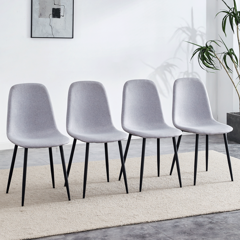 Set of 4 Gray fabric-back and Metal Combined Spoon Chairs - Perfectly matching minimalist and Scandinavian style homes, with product dimensions of 15.5*16.3*34.5 inches.