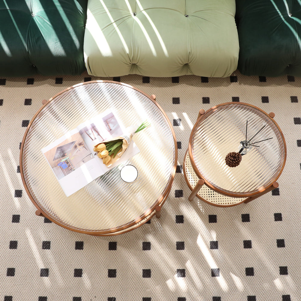 Modern Farmhouse Living Room Coffee Table Set, Stylish and Elegant Nesting Round Wooden Table,Side End table set for Living Room,Bedroom-1pc End Table