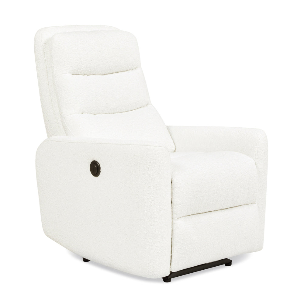 Bloomy 35.5" High-Back Power Recliner Motion Chair, Chiffon White Boucle