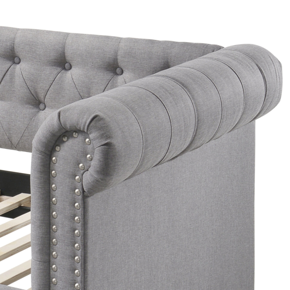 Justice Smoke Gray Fabric Daybed W/Trundle (Twin)