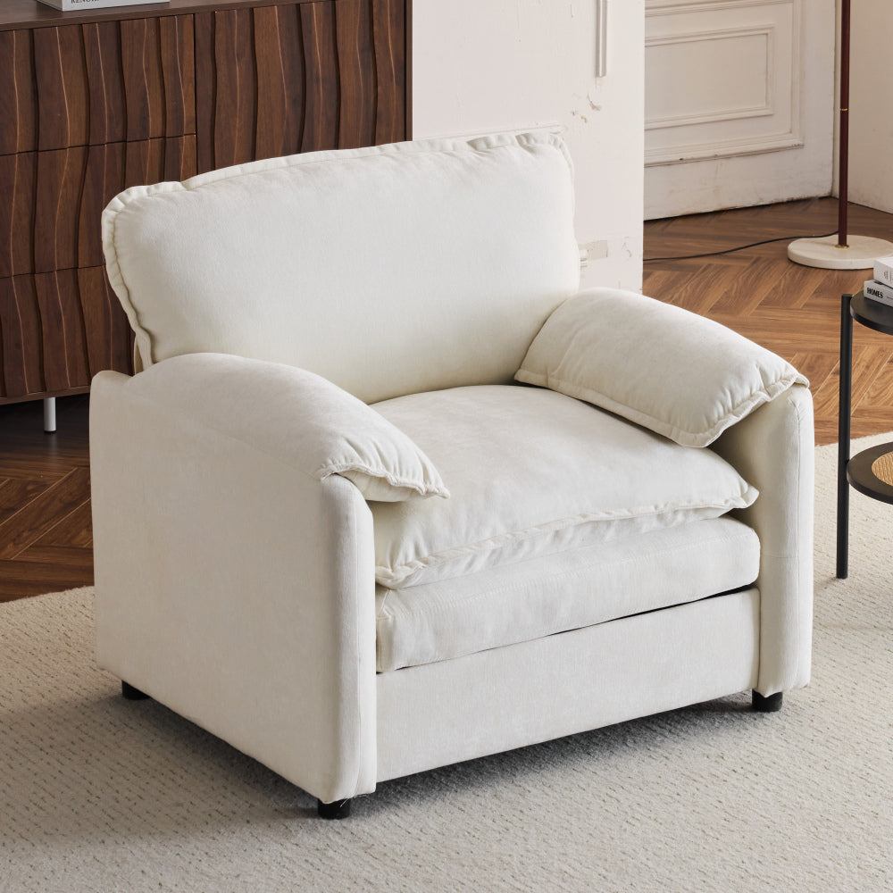 38" Oversized Chenille Lounge Chair - Plush Reading Armchair with Thick Comfort Cushions, High Back Support & Wide Seat, Perfect Accent Chair for Modern Living Room, Cozy Bedroom, Compact Office, Dorm