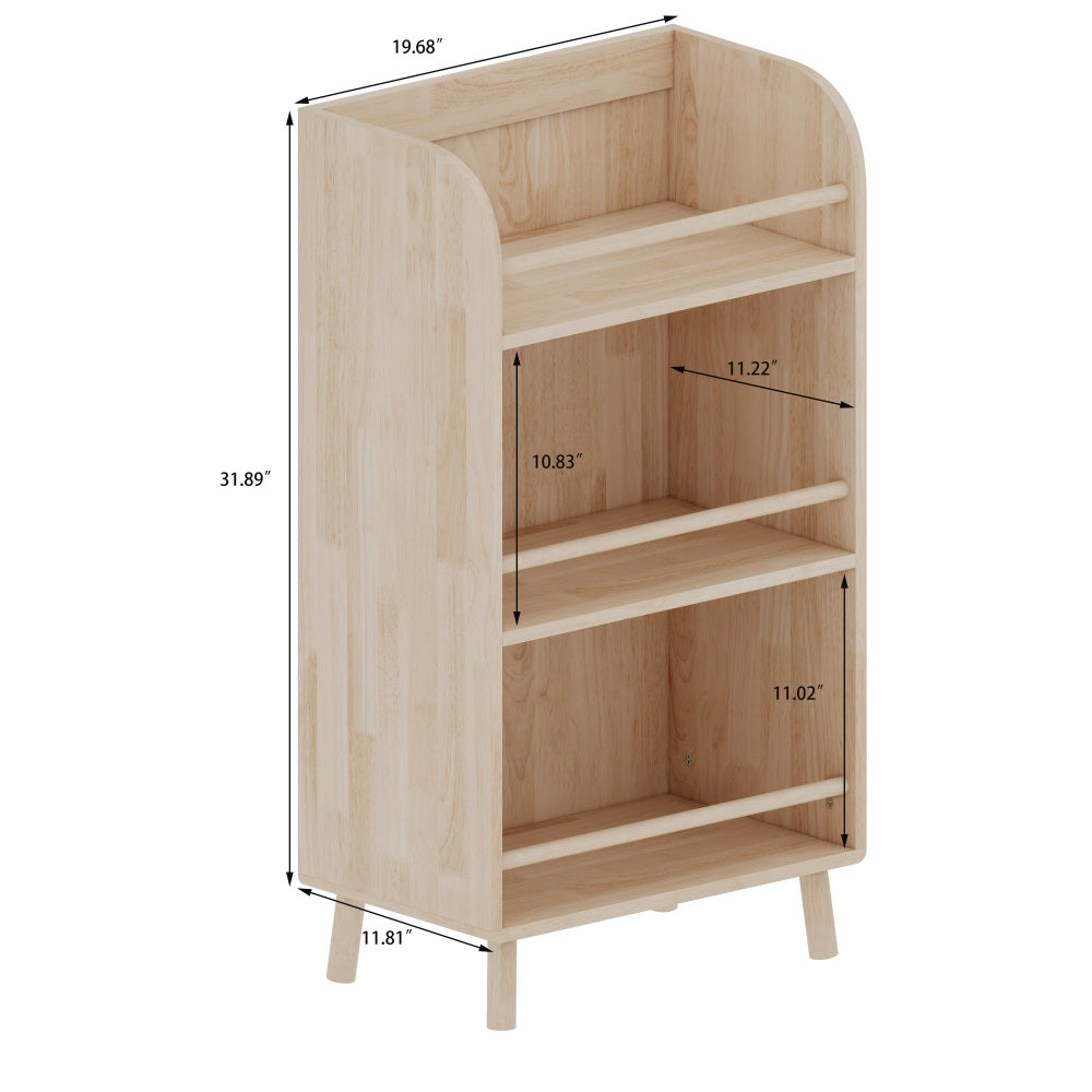 Pine Solid Wood Bookshelf/Bookcase - 0.6" Thick Shelves Heavy Duty Storage Rack, 19.69"W×36.61"H Modern Farmhouse Shelf for Living Room, Home Library Organizer